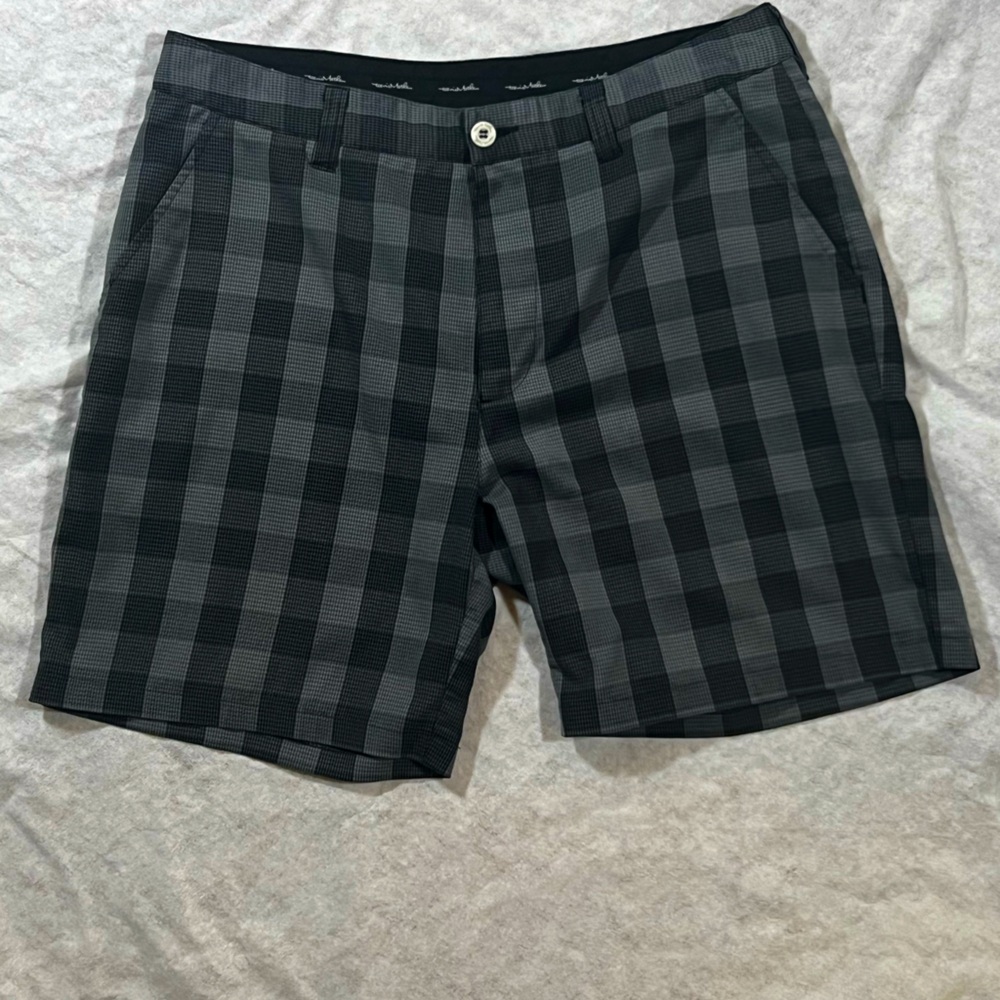 Gray and Black Travis Mathew Golf Shorts